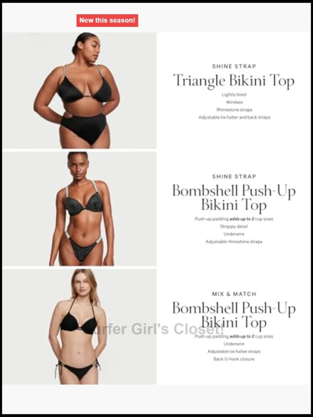 Rhinestone Strap Bombshell Push-Up Bikini Top - Sleeveless Triangle